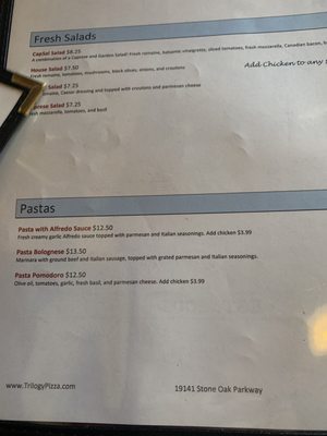 Menu photo 2 Trilogy Pizza & Wine San Antonio, TX