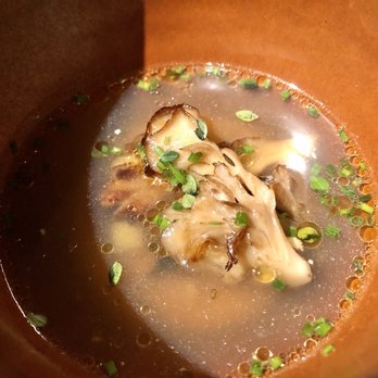 Atomix - Guk – Mussel Broth, Hen of the Wood Mushroom, Monkfish Liver, Cheonggukjang Oil - Korean Near Me - New York, New York