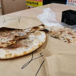 Fat Cat Flatbread - We got pork, beef, dry preseved veggies, and salted egg yolk with meat floss. Buy Three Get One Free 买三送一