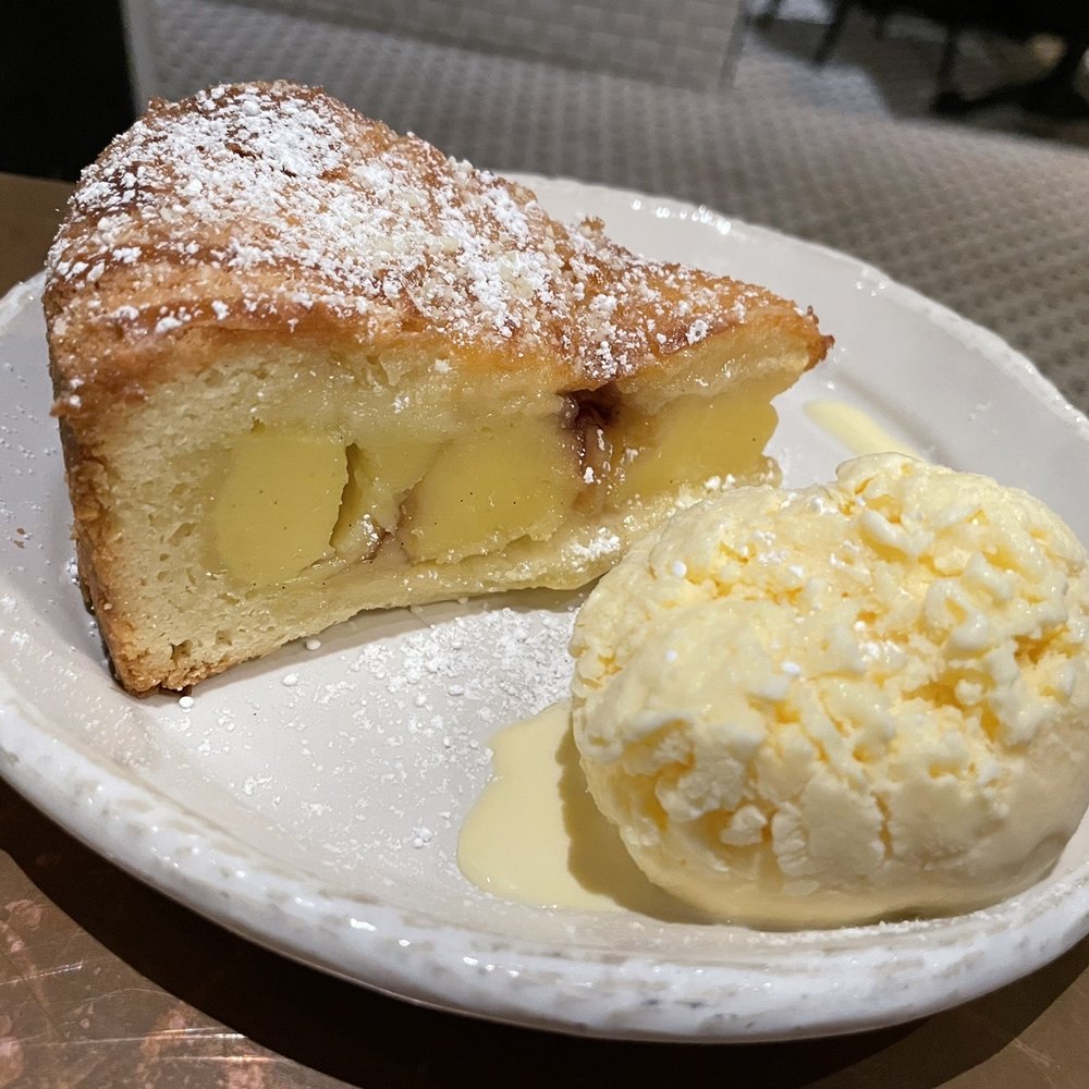 Valentina - Basque cake with vanilla ice cream - Seafood Near Me - Encinitas, California Valentina - Basque cake with vanilla ice cream - Seafood Near Me - Encinitas, California