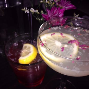 Jerry's Bar - Lavender drink in the foreground! Heavenly! - Cocktail Bars Near Me - Philadelphia, Pennsylvania