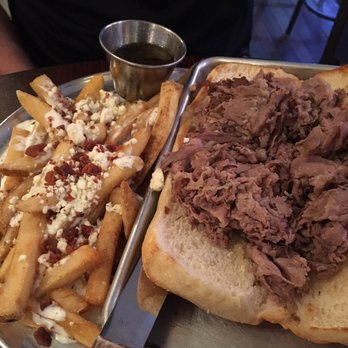 Radius - Italian beef sandwich with bleu cheese and bacon fries - Burgers Near Me - Valparaiso, Indiana Radius - Italian beef sandwich with bleu cheese and bacon fries - Burgers Near Me - Valparaiso, Indiana