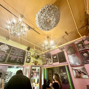 Voodoo Doughnut - Wednesday, August 19, 2026; Big ole doughnut on the ceiling - Donuts Near Me - Portland, Oregon