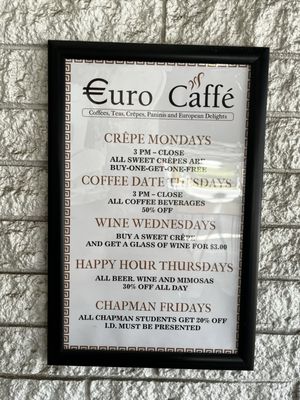 Menu photo 3 Euro Caffe Orange, CA