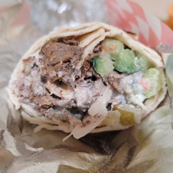Falafel Tazah - Lamb/beef shawarma wrap inside