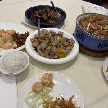 Fusion Delight - Vermicelli noodles, pork ribs with pumpkin, eggplant, and walnut prawns. - Chinese Near Me - San Leandro, California Fusion Delight - Vermicelli noodles, pork ribs with pumpkin, eggplant, and walnut prawns. - Chinese Near Me - San Leandro, California