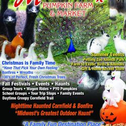 We are a small working farm with a petting zoo and halloween Haunted trails Pumpkins wagon ridess. in October
