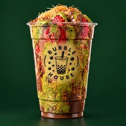 Bubble House - Meet our Dubai Chocolate Cup  Fresh strawberries loaded with rich chocolate, creamy pistachio, and crispy kataifi for the perfect mix of
