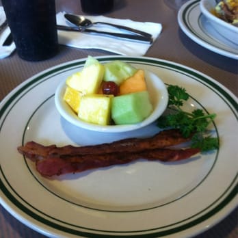 Spires Restaurant - Bacon and fresh fruit that came with my waffle - Breakfast & Brunch Near Me - Tustin, California Spires Restaurant - Bacon and fresh fruit that came with my waffle - Breakfast & Brunch Near Me - Tustin, California
