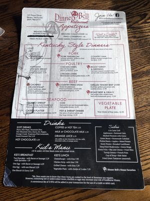 Menu photo 2 Dinner Bell Restaurant Berea, KY