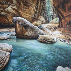 The Best Barber ATX - The Narrows, Zion National Park (Oil on Canvas)