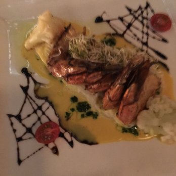 River Café - Grilled Shrimp on bed of Cauliflower purée! - Mexican Near Me - Puerto Vallarta, JAL