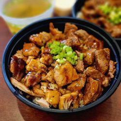 Teriyakin' - Large Steak and Chicken bowl + Small Steak Bowl with Miso Soup and White Sauce