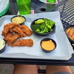 Quaker Steak & Lube - Chicken tenders, broccoli and cinnamon apples