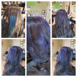 Mi Belleza Hair Studio - Blue and violet highlights