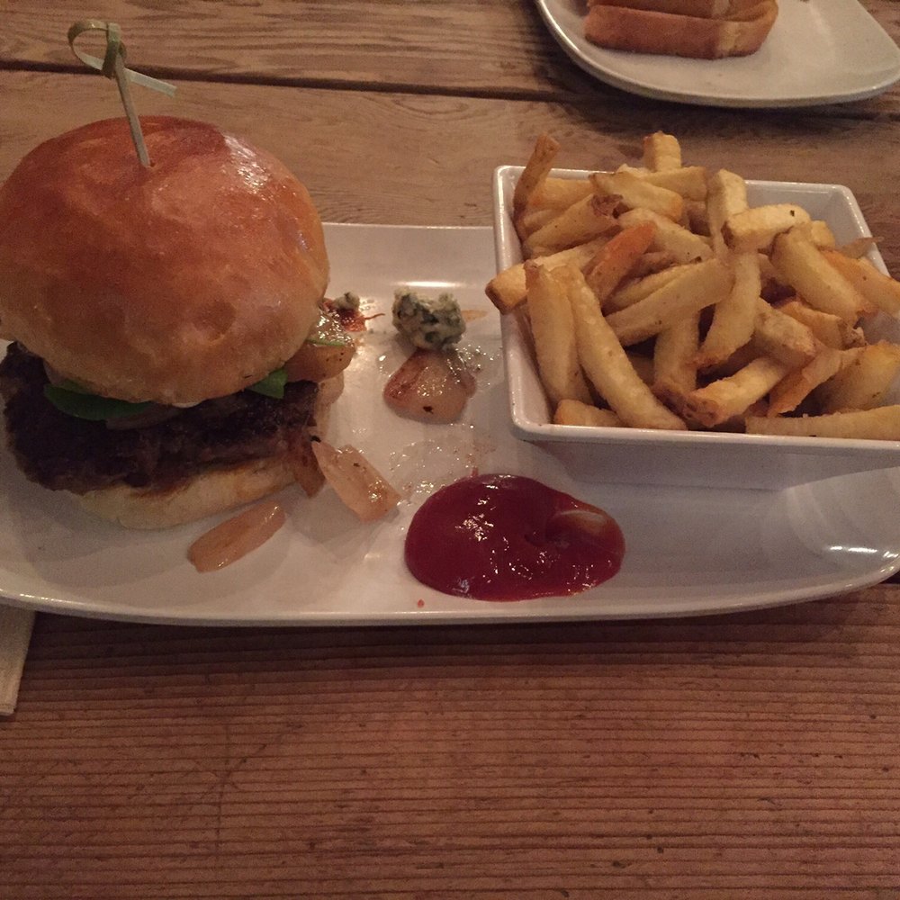 Uneeda Burger - Bleu cheese burger and an order of Hand - Cut Fries, look at that chunk of bleu cheese!! - Burgers Near Me - Seattle, Washington Uneeda Burger - Bleu cheese burger and an order of Hand - Cut Fries, look at that chunk of bleu cheese!! - Burgers Near Me - Seattle, Washington