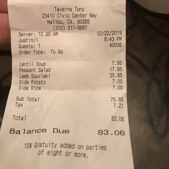 Taverna Tony - Greek Near Me - Malibu, California