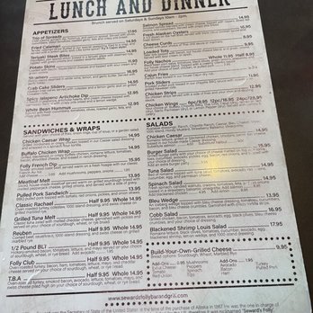 Seward's Folly Bar & Grill - Lunch && Dinner Menu - American Near Me - Anchorage, Alaska