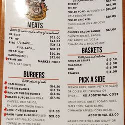 Billy Smoothboars - Front of menu
