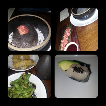 Uchiko Austin - Tempura onions. Beef cooked on River rock. Edamame. Avocado with raw scallop. - Sushi Bars Near Me - Austin, Texas Uchiko Austin - Tempura onions. Beef cooked on River rock. Edamame. Avocado with raw scallop. - Sushi Bars Near Me - Austin, Texas