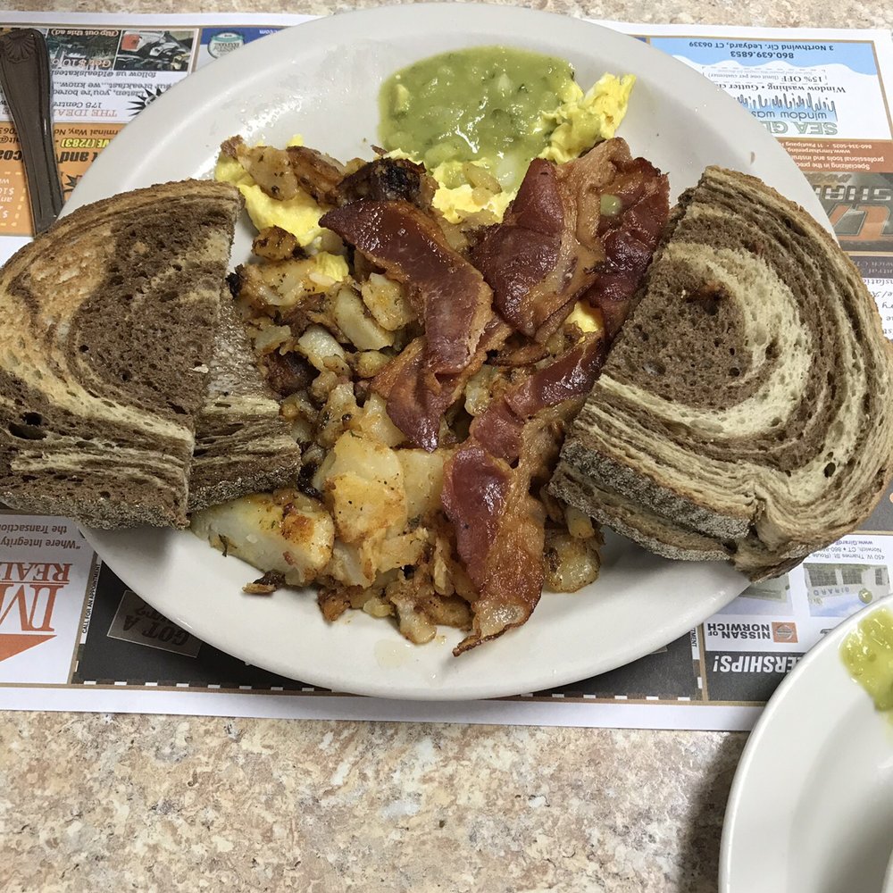 Joys Restaurant - Bacon and eggs, home fries and rye toast - Breakfast & Brunch Near Me - Norwich, Connecticut Joys Restaurant - Bacon and eggs, home fries and rye toast - Breakfast & Brunch Near Me - Norwich, Connecticut