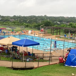 Canyon Vista Pool - View on a City of Austin swim meet morning. 6 lanes for 25 meter laps.