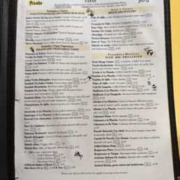 Tapas menu Tapas menu