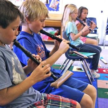 Gillispie School - Gillispie Grade 3 students practice playing their recorders as music teacher Linda Jacobs conducts. - Elementary Schools Near Me - La Jolla, California