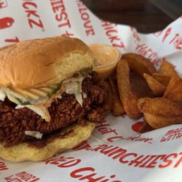 Original chicken sandwich w/ potato wedges (Spark level hotness) Original chicken sandwich w/ potato wedges (Spark level hotness)