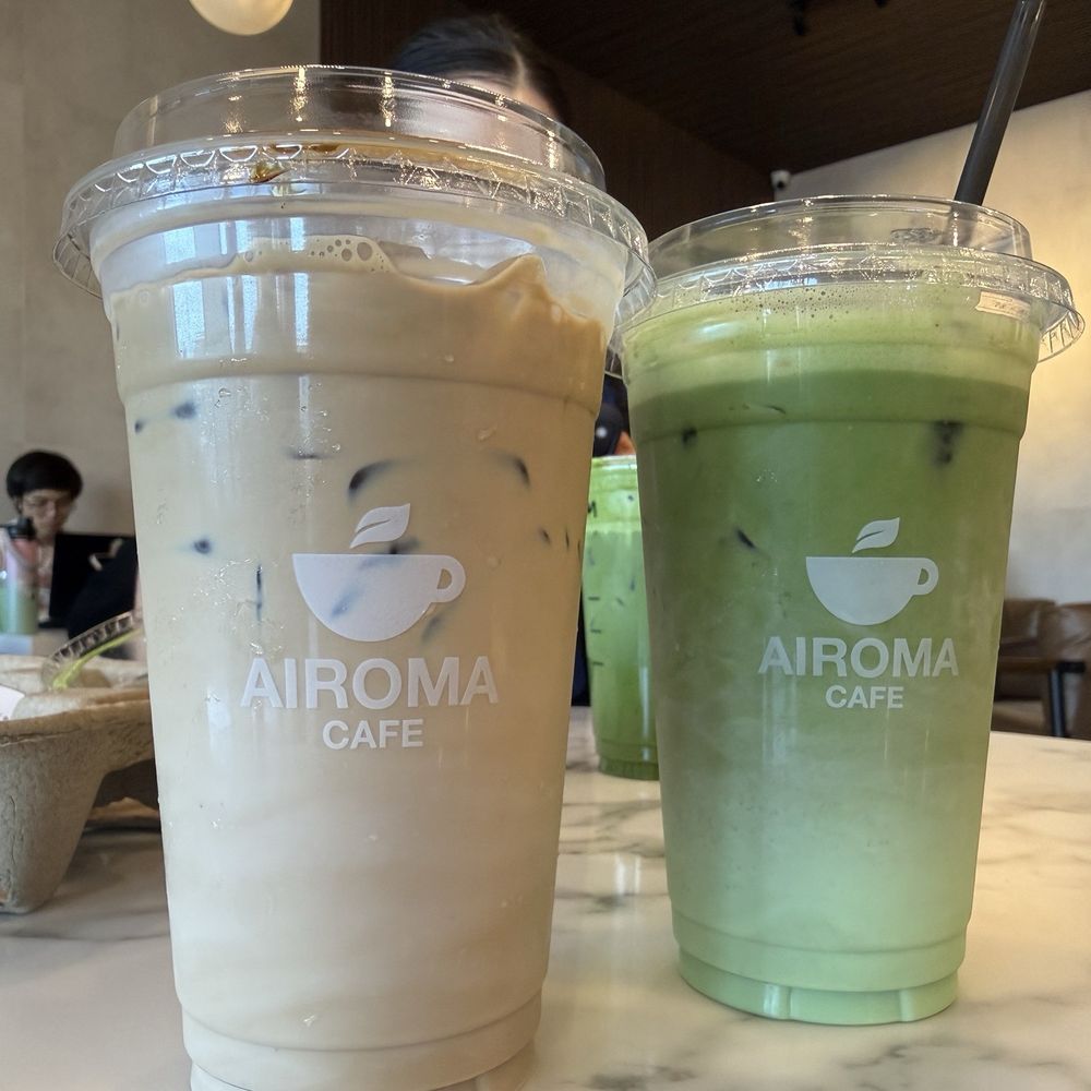 Banana coffee and pandan matcha Banana coffee and pandan matcha