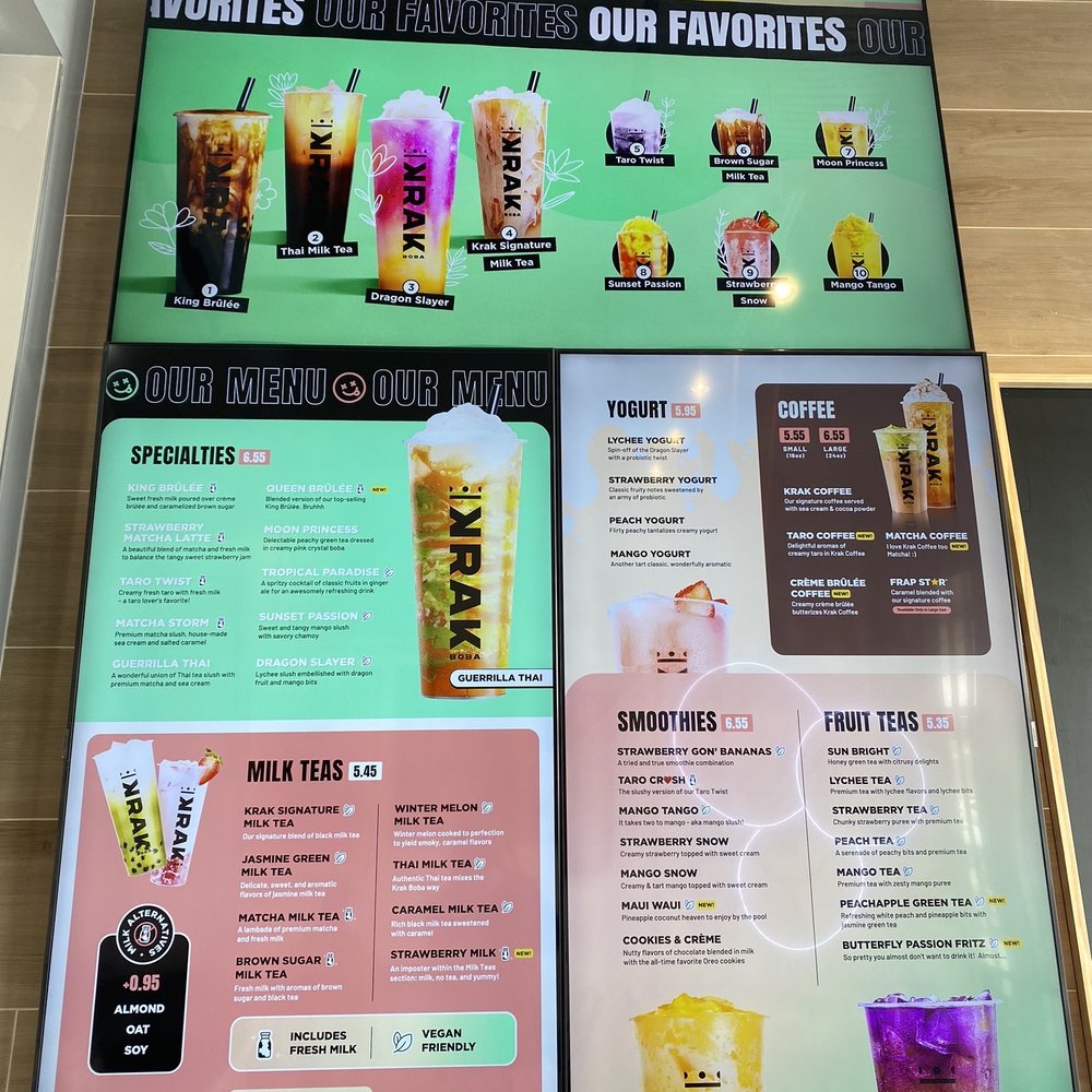 Krak Boba - Menu as of 5/18/23 - Bubble Tea Near Me - Westminster, California Krak Boba - Menu as of 5/18/23 - Bubble Tea Near Me - Westminster, California