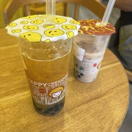 S1 Passionfruit Mango Green Tea and D1. Boba Milk Tea S1 Passionfruit Mango Green Tea and D1. Boba Milk Tea