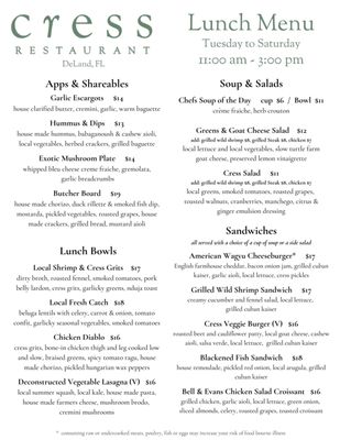 Menu photo 8 Cress Restaurant DeLand, FL Menu photo 8 Cress Restaurant DeLand, FL