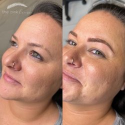 The Pink Brow - Left is before microblading & right is after.