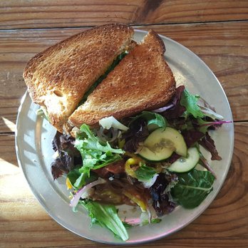 Neighbor's Kitchen & Yard - Chicken sandwich with side salad & balsamic. Very good! - Pizza Near Me - Bastrop, Texas