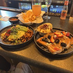 Mimosas, Mexican omelet, French toast