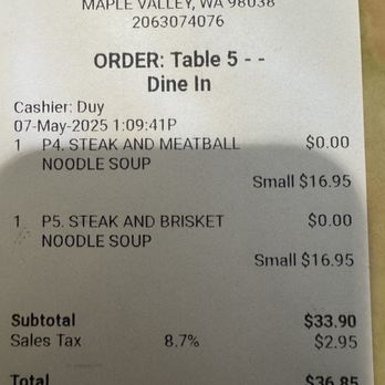 Pho Binh Minh - Prices were about average - Vietnamese Near Me - Maple Valley, Washington