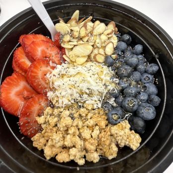 The Juice Shop - Sweet tooth smoothie bowl! Mixed berry base! Almonds, granola, strawberries, blueberries, coconut, chia seeds and honey or agave drizzle!! - Juice Bars & Smoothies Near Me - Orting, Washington The Juice Shop - Sweet tooth smoothie bowl! Mixed berry base! Almonds, granola, strawberries, blueberries, coconut, chia seeds and honey or agave drizzle!! - Juice Bars & Smoothies Near Me - Orting, Washington