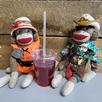 The Root Cellar - Shorty and Zazzoo enjoy their Hibiscus Lemonade - Sandwiches Near Me - Meadview, Arizona The Root Cellar - Shorty and Zazzoo enjoy their Hibiscus Lemonade - Sandwiches Near Me - Meadview, Arizona