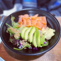 Shwe Taung Restaurant - Salmon sashimi bowl - comes with rice and salad - was lovely and fresh