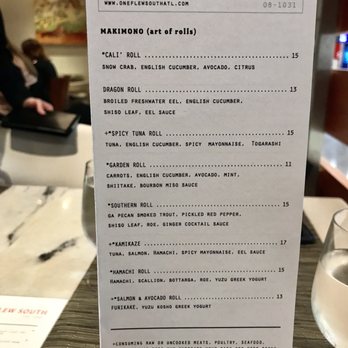 One Flew South - Sushi Menu - New American Near Me - Atlanta, Georgia One Flew South - Sushi Menu - New American Near Me - Atlanta, Georgia