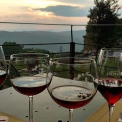 Caffé la Fortezza - The flight of Brunello's was fantastic and made even better by the beautiful patio view!