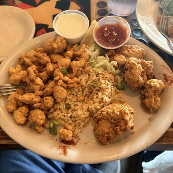 Evangeline Café - Fried Crawfish tails, fried Oysters and Dirty Rice. - Cajun/Creole Near Me - Austin, Texas