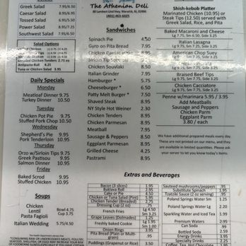 Athenian Deli & Restaurant - Menu - Greek Near Me - Warwick, Rhode Island