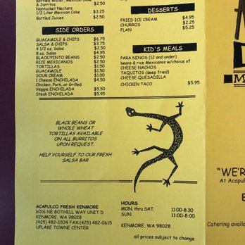 Acapulco Fresh Mexican Grill - Menu 3 - Mexican Near Me - Kenmore, Washington Acapulco Fresh Mexican Grill - Menu 3 - Mexican Near Me - Kenmore, Washington