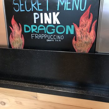 Starbucks - a man behind a sign that says secret menu pink dragon frappuccino - Coffee & Tea Near Me - Tsawwassen, British Columbia Starbucks - a man behind a sign that says secret menu pink dragon frappuccino - Coffee & Tea Near Me - Tsawwassen, British Columbia