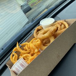 Custer City Drive-In - Onions rings and curly fries