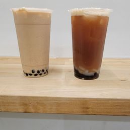 Left: Classic Milk Tea; Right: Lychee Tea