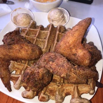 Dame's Chicken & Waffles - The Carolina Cockerel Chicken Wings (3) Smooth Southern Cheese Grits - Southern Near Me - Durham, North Carolina Dame's Chicken & Waffles - The Carolina Cockerel Chicken Wings (3) Smooth Southern Cheese Grits - Southern Near Me - Durham, North Carolina