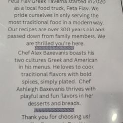 Feta Flav - About the Chef